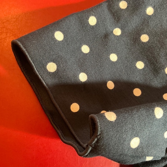 Land’s End Womens 4P Navy White Polka Dot Midi Dress Short Sleeve Business - Picture 10 of 13